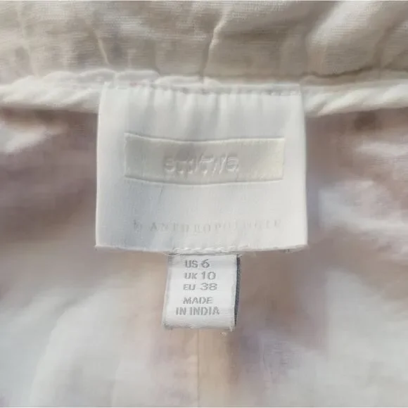 Anthropologie Ett Twa Jadida Embroidered Wide Leg Linen Pants Size 6 - Picture 6 of 7